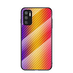 Silicone Frame Mirror Rainbow Gradient Case Cover LS2 for Xiaomi POCO M3 Pro 5G Orange