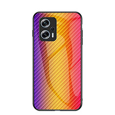 Silicone Frame Mirror Rainbow Gradient Case Cover LS2 for Xiaomi Poco X4 GT 5G Orange
