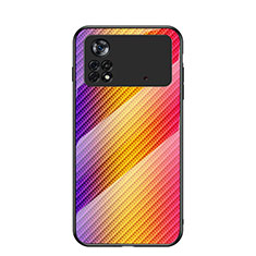 Silicone Frame Mirror Rainbow Gradient Case Cover LS2 for Xiaomi Poco X4 Pro 5G Orange