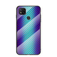 Silicone Frame Mirror Rainbow Gradient Case Cover LS2 for Xiaomi Redmi 9 India Blue