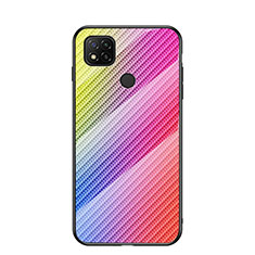 Silicone Frame Mirror Rainbow Gradient Case Cover LS2 for Xiaomi Redmi 9 India Pink