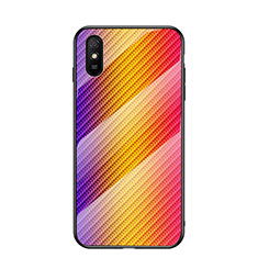 Silicone Frame Mirror Rainbow Gradient Case Cover LS2 for Xiaomi Redmi 9A Orange