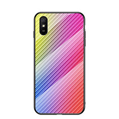 Silicone Frame Mirror Rainbow Gradient Case Cover LS2 for Xiaomi Redmi 9A Pink