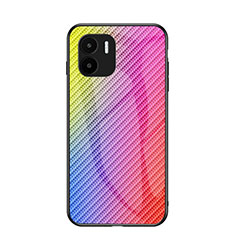 Silicone Frame Mirror Rainbow Gradient Case Cover LS2 for Xiaomi Redmi A2 Pink