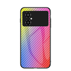 Silicone Frame Mirror Rainbow Gradient Case Cover LS2 for Xiaomi Redmi Note 11R 5G Pink