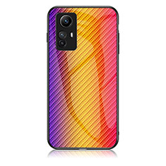 Silicone Frame Mirror Rainbow Gradient Case Cover LS2 for Xiaomi Redmi Note 12S Orange