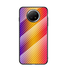 Silicone Frame Mirror Rainbow Gradient Case Cover LS2 for Xiaomi Redmi Note 9 5G Orange