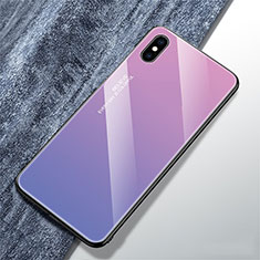 Silicone Frame Mirror Rainbow Gradient Case Cover M01 for Apple iPhone X Purple