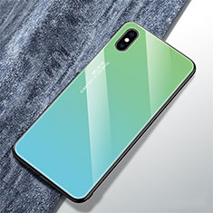 Silicone Frame Mirror Rainbow Gradient Case Cover M01 for Apple iPhone Xs Max Green