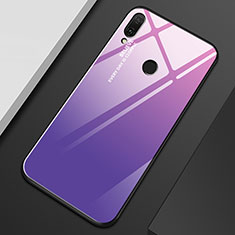 Silicone Frame Mirror Rainbow Gradient Case Cover M01 for Huawei Enjoy 9 Plus Purple