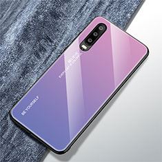 Silicone Frame Mirror Rainbow Gradient Case Cover M01 for Huawei P30 Purple