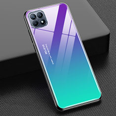 Silicone Frame Mirror Rainbow Gradient Case Cover M01 for Oppo Reno4 SE 5G Purple