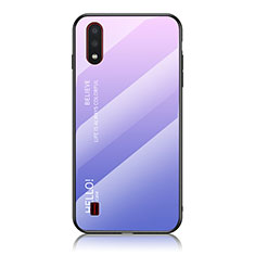 Silicone Frame Mirror Rainbow Gradient Case Cover M01 for Samsung Galaxy A01 SM-A015 Clove Purple
