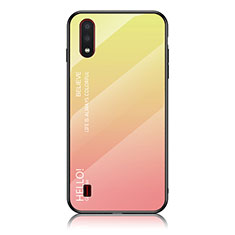 Silicone Frame Mirror Rainbow Gradient Case Cover M01 for Samsung Galaxy A01 SM-A015 Yellow