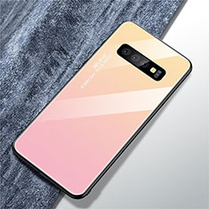 Silicone Frame Mirror Rainbow Gradient Case Cover M01 for Samsung Galaxy S10 5G Pink