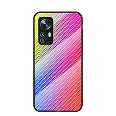 Silicone Frame Mirror Rainbow Gradient Case Cover M01 for Xiaomi Mi 12 Pro 5G Pink