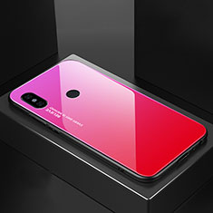 Silicone Frame Mirror Rainbow Gradient Case Cover M01 for Xiaomi Mi 6X Hot Pink
