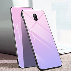 Silicone Frame Mirror Rainbow Gradient Case Cover M01 for Xiaomi Redmi 8A Pink