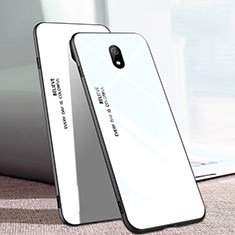 Silicone Frame Mirror Rainbow Gradient Case Cover M01 for Xiaomi Redmi 8A White