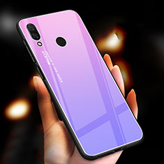 Silicone Frame Mirror Rainbow Gradient Case Cover M01 for Xiaomi Redmi Note 7 Pro Purple