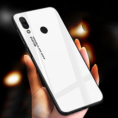 Silicone Frame Mirror Rainbow Gradient Case Cover M01 for Xiaomi Redmi Note 7 Pro White