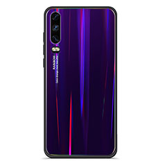 Silicone Frame Mirror Rainbow Gradient Case Cover M02 for Huawei P30 Purple