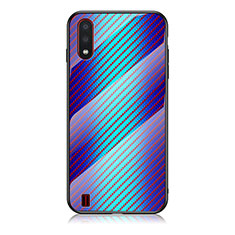 Silicone Frame Mirror Rainbow Gradient Case Cover M02 for Samsung Galaxy A01 SM-A015 Blue