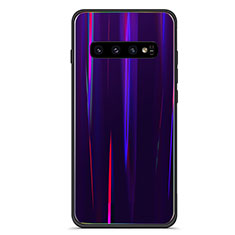 Silicone Frame Mirror Rainbow Gradient Case Cover M02 for Samsung Galaxy S10 5G Purple
