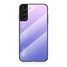 Silicone Frame Mirror Rainbow Gradient Case Cover M02 for Samsung Galaxy S22 5G Clove Purple