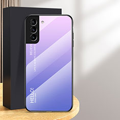 Silicone Frame Mirror Rainbow Gradient Case Cover M02 for Samsung Galaxy S24 Plus 5G Clove Purple