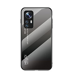Silicone Frame Mirror Rainbow Gradient Case Cover M02 for Xiaomi Mi 12 5G Gray
