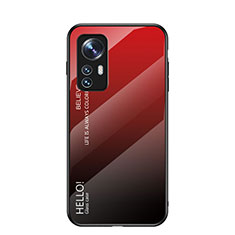 Silicone Frame Mirror Rainbow Gradient Case Cover M02 for Xiaomi Mi 12 Pro 5G Red