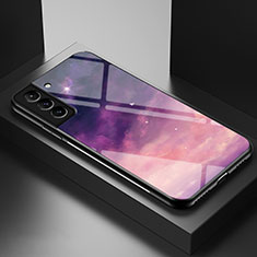 Silicone Frame Starry Sky Mirror Case Cover A01 for Samsung Galaxy S21 Plus 5G Purple