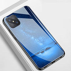 Silicone Frame Starry Sky Mirror Case Cover for Oppo Reno4 Z 5G Blue
