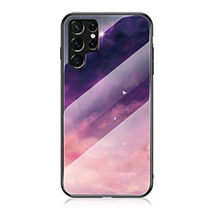 Silicone Frame Starry Sky Mirror Case Cover for Samsung Galaxy S21 Ultra 5G Purple