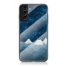 Silicone Frame Starry Sky Mirror Case Cover for Samsung Galaxy S22 Plus 5G Blue