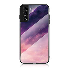 Silicone Frame Starry Sky Mirror Case Cover for Samsung Galaxy S22 Plus 5G Purple