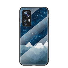 Silicone Frame Starry Sky Mirror Case Cover for Xiaomi Mi 12 5G Blue
