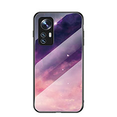 Silicone Frame Starry Sky Mirror Case Cover for Xiaomi Mi 12 Pro 5G Purple
