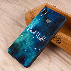 Silicone Frame Starry Sky Mirror Case for Huawei Honor 10 Lite Blue