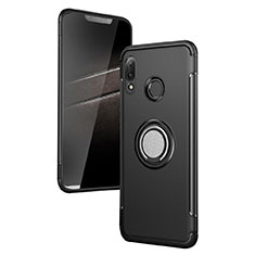 Silicone Matte Finish and Plastic Back Case with Finger Ring Stand for Huawei Nova 3i Black