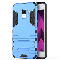 Silicone Matte Finish and Plastic Back Case with Stand for Samsung Galaxy A5 (2018) A530F Blue