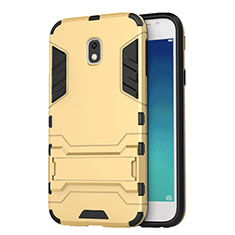 Silicone Matte Finish and Plastic Back Case with Stand for Samsung Galaxy J3 Pro (2017) Gold