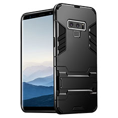 Silicone Matte Finish and Plastic Back Case with Stand for Samsung Galaxy Note 9 Black