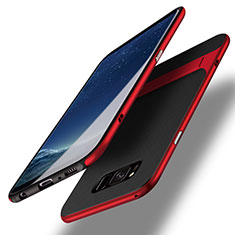 Silicone Matte Finish and Plastic Back Case with Stand for Samsung Galaxy S8 Red
