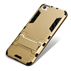 Silicone Matte Finish and Plastic Back Case with Stand for Xiaomi Mi 5 Gold