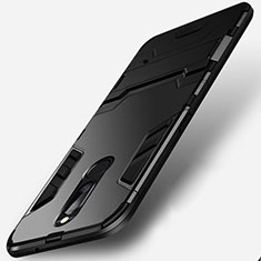 Silicone Matte Finish and Plastic Back Case with Stand R01 for Huawei G10 Black