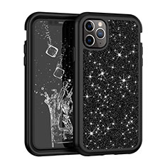 Silicone Matte Finish and Plastic Back Cover Case 360 Degrees Bling-Bling for Apple iPhone 11 Pro Black