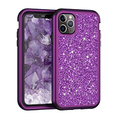 Silicone Matte Finish and Plastic Back Cover Case 360 Degrees Bling-Bling for Apple iPhone 11 Pro Max Purple