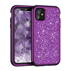 Silicone Matte Finish and Plastic Back Cover Case 360 Degrees Bling-Bling for Apple iPhone 11 Purple